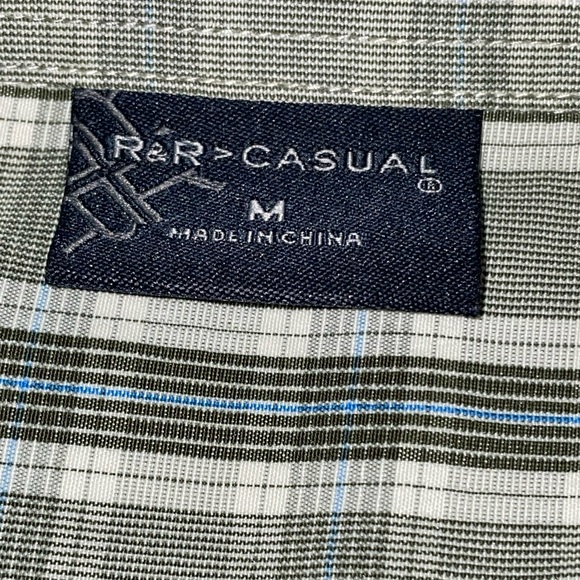 R & R Casual Green Plaid Button Down short sleeve Size Medium Shirt - Picture 7 of 7